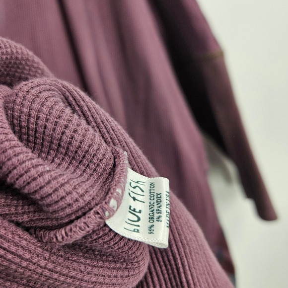 Blue Fish Tunic Dress Purple Waffle Knit Hand Painted Floral Oversized One Size - Picture 12 of 13